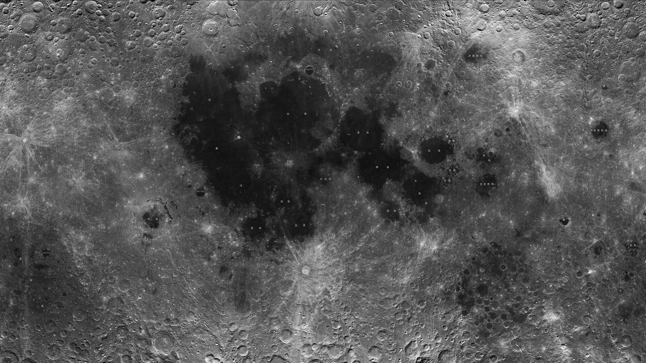 Gesamtansicht des Mondes, zusammengesetzt aus zahlreichen Chang'e-1-Aufnahmen Gesamtansicht des Mondes, zusammengesetzt aus zahlreichen Chang'e-1-Aufnahmen