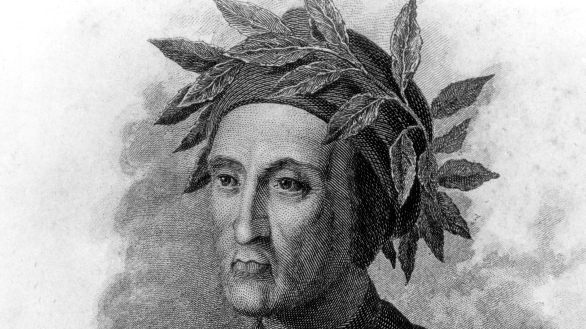 Der italienische Schriftsteller Dante Alighieri (1265-1321) in einem undatierten Stich. Der italienische Schriftsteller Dante Alighieri (1265-1321) in einem undatierten Stich.