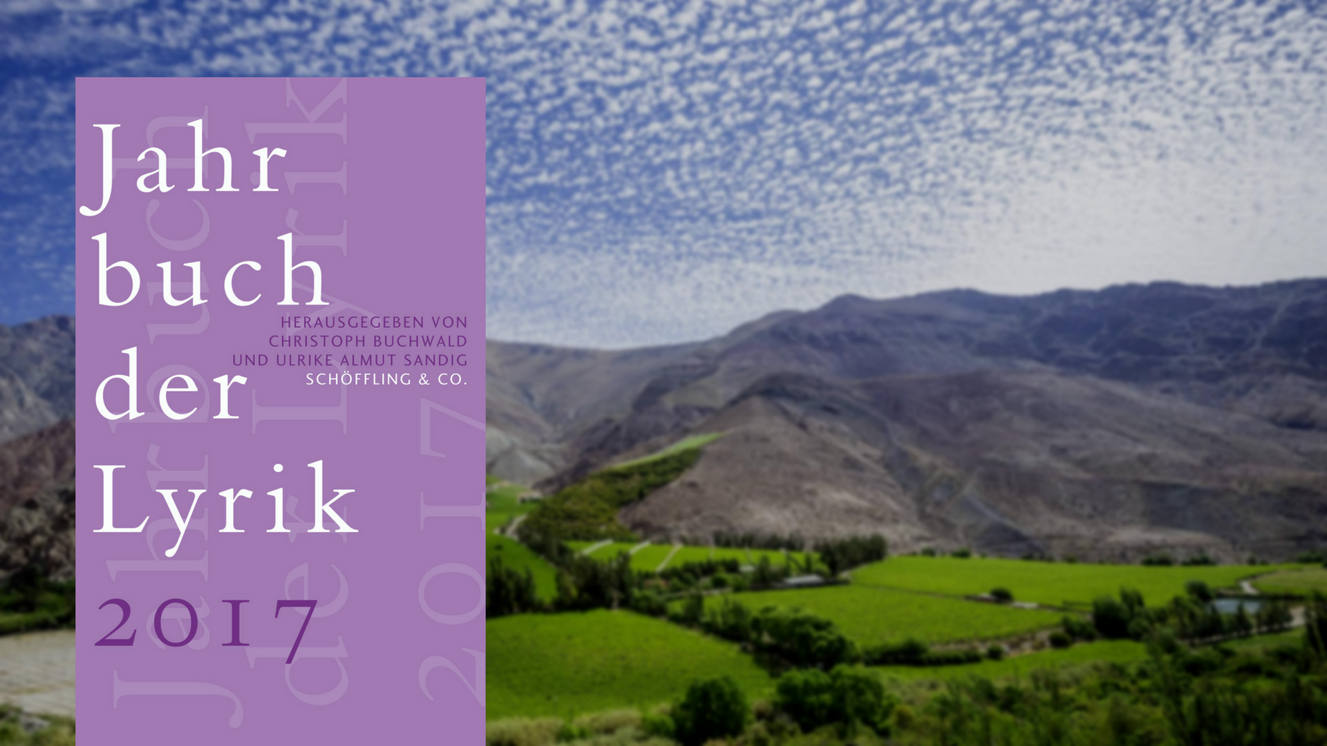 Cover: "Jahrbuch der Lyrik 2017", im Hintergrund: Ein Blick auf den Weinanbau im Elqui-Tal in Chile Cover: "Jahrbuch der Lyrik 2017", im Hintergrund: Ein Blick auf den Weinanbau im Elqui-Tal in Chile