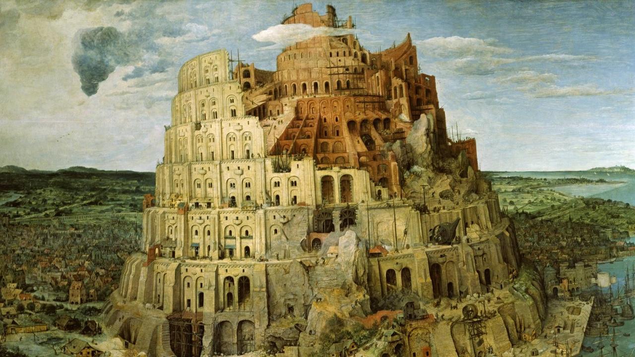 Reproduktion des Gemäldes "Turmbau zu Babel" von Pieter Bruegel aus dem Jahr 1563. Wien, Kunsthistorisches Museum. Reproduktion des Gemäldes "Turmbau zu Babel" von Pieter Bruegel aus dem Jahr 1563. Wien, Kunsthistorisches Museum.