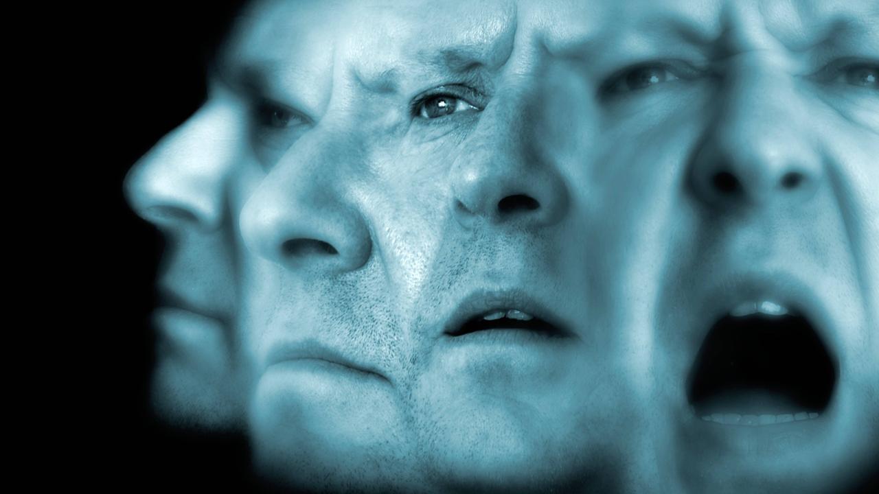 Symbolbild Schizophrenie: Montage der unterschiedlichen Gesichtsausdrücke eines Mannes