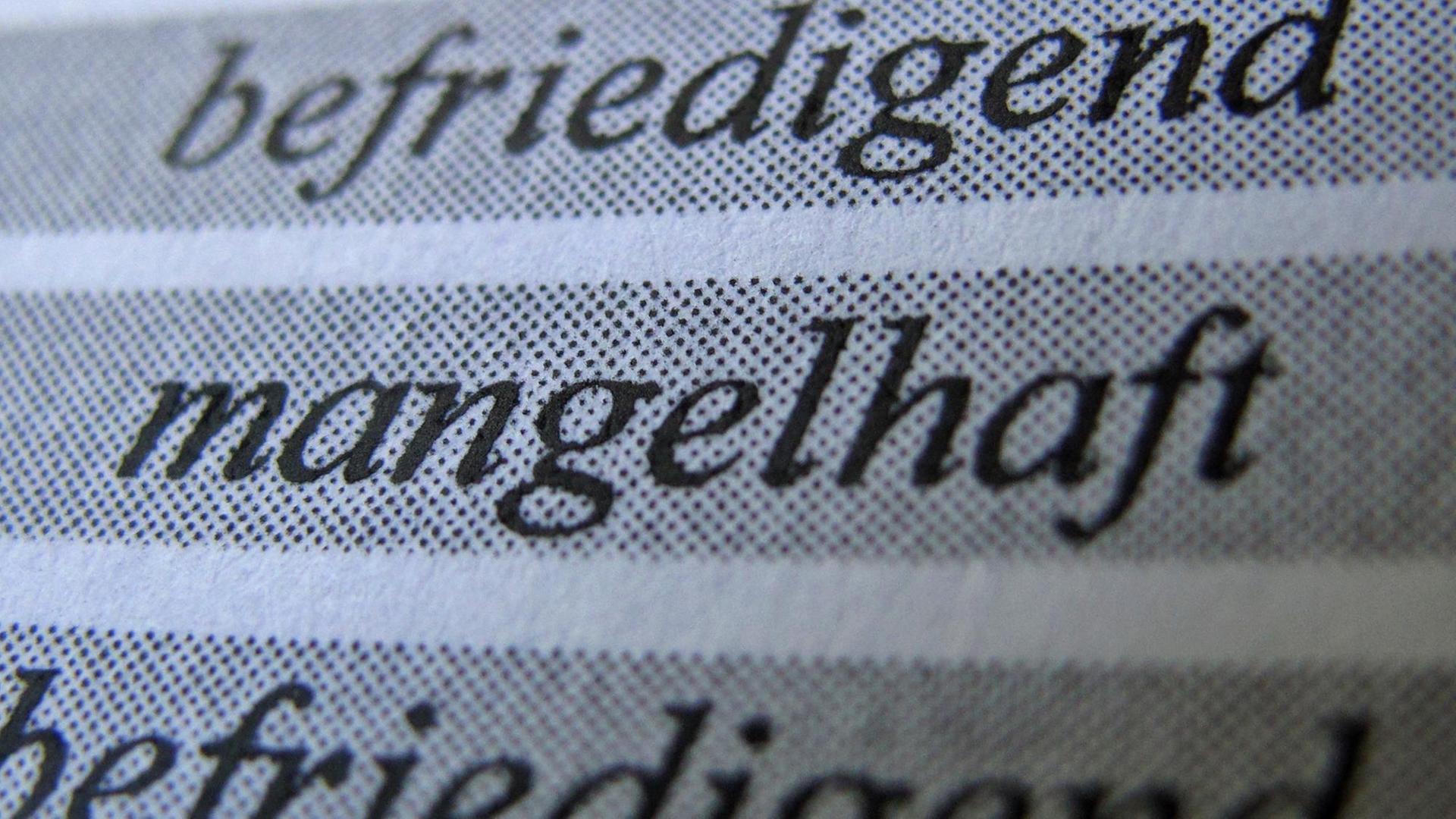 Noten auf einem Schulzeugnis. Noten auf einem Schulzeugnis.