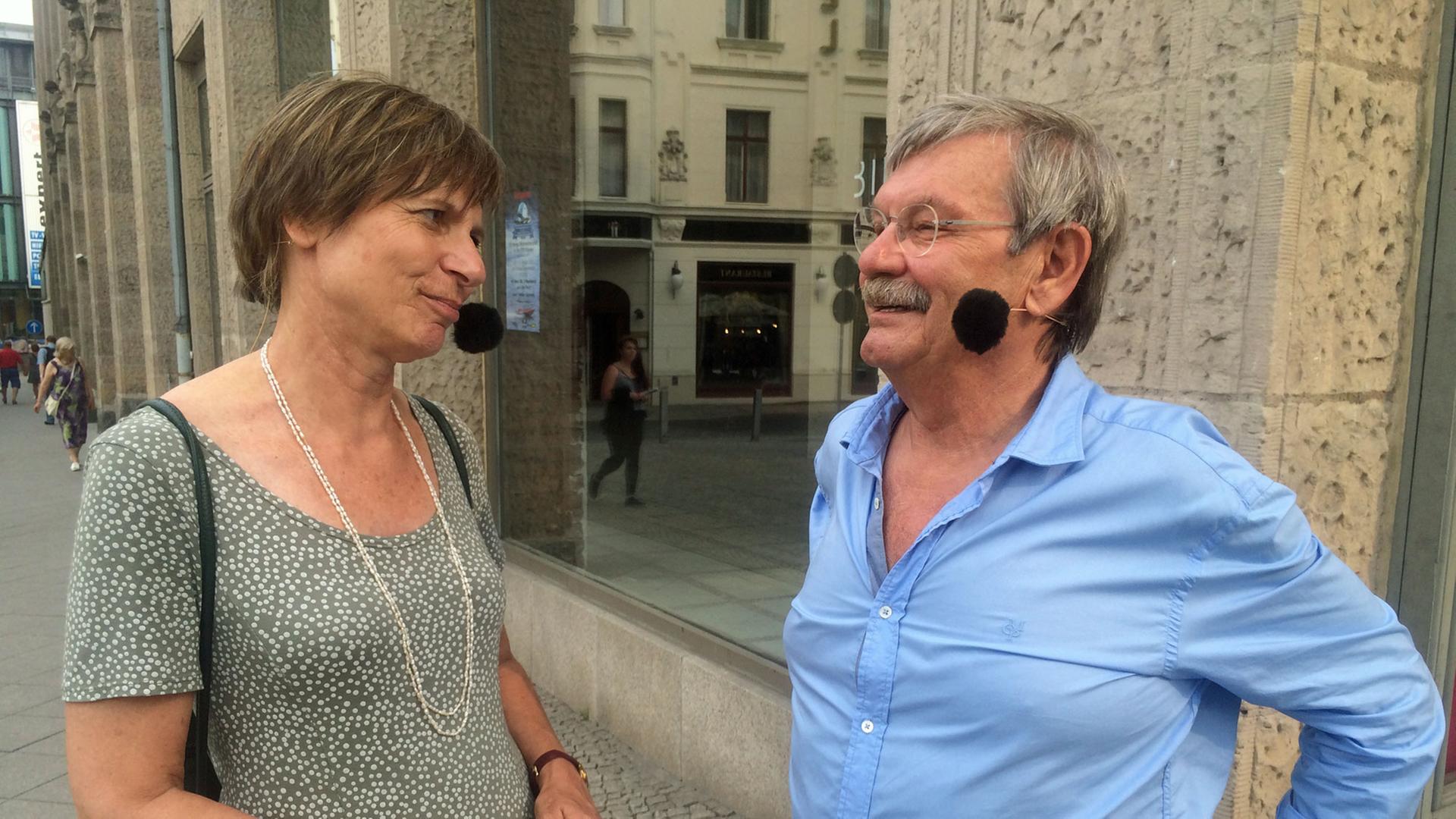 Moderatorin Renate Schönfelder und Wolfgang Winkler in Görlitz. Moderatorin Renate Schönfelder und Wolfgang Winkler in Görlitz.