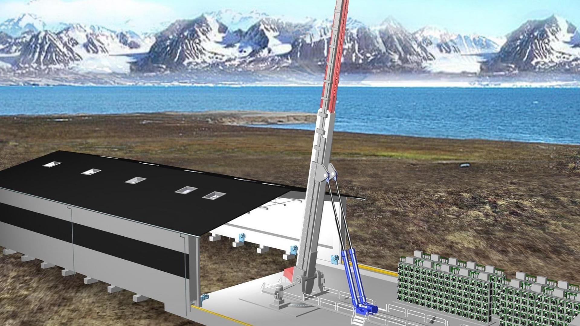 Die Illustration von EADS Space Transportation in Bremen zeigt einen Elektromagnetischen Schienenbeschleuniger (Railgun), mit dem Nutzlasten (z.B. Satelliten) in die Erdumlaufbahn (Bild undatiert) geschossen werden könnten. Ein für diese Vision benötigtes High-Tech-Gerät von sechs Metern Länge steht zur Zeit im deutsch-französischen Forschungsinstitut Saint Louis. Die Illustration von EADS Space Transportation in Bremen zeigt einen Elektromagnetischen Schienenbeschleuniger (Railgun), mit dem Nutzlasten (z.B. Satelliten) in die Erdumlaufbahn (Bild undatiert) geschossen werden könnten. Ein für diese Vision benötigtes High-Tech-Gerät von sechs Metern Länge steht zur Zeit im deutsch-französischen Forschungsinstitut Saint Louis.