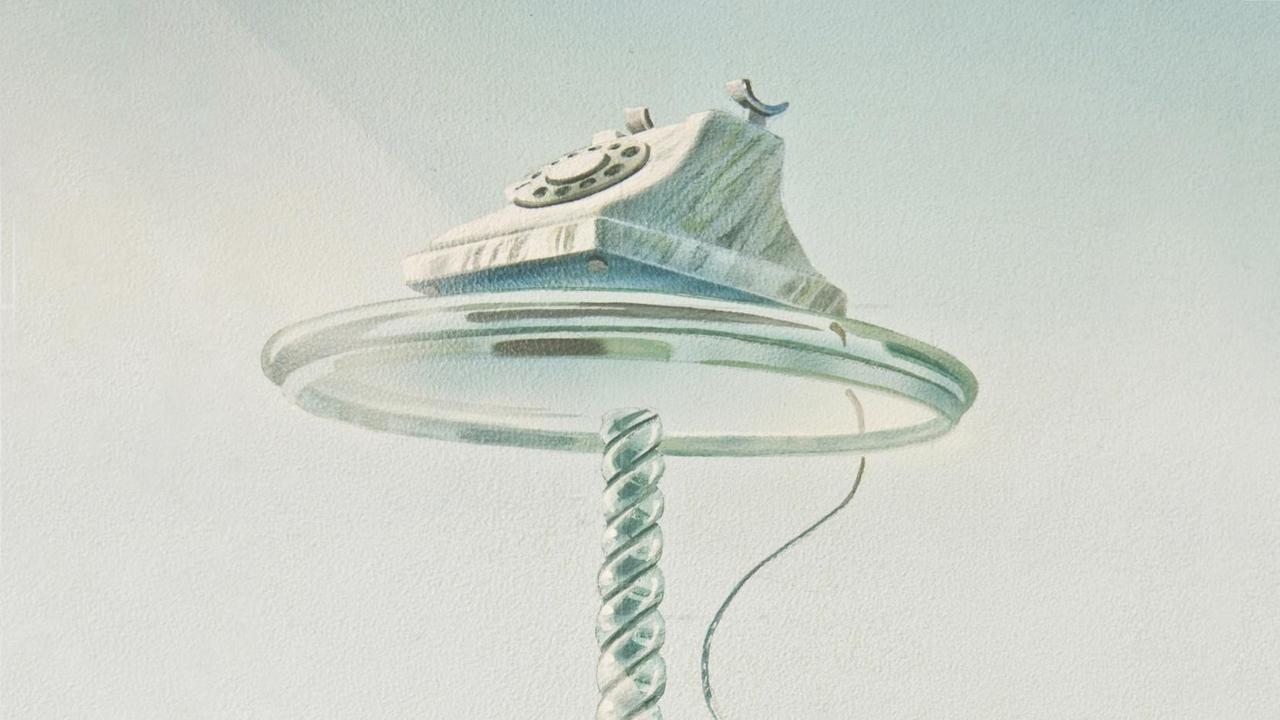 Zeichnung eines altmodischen Telefons mit Wählscheibe. Zeichnung eines altmodischen Telefons mit Wählscheibe.