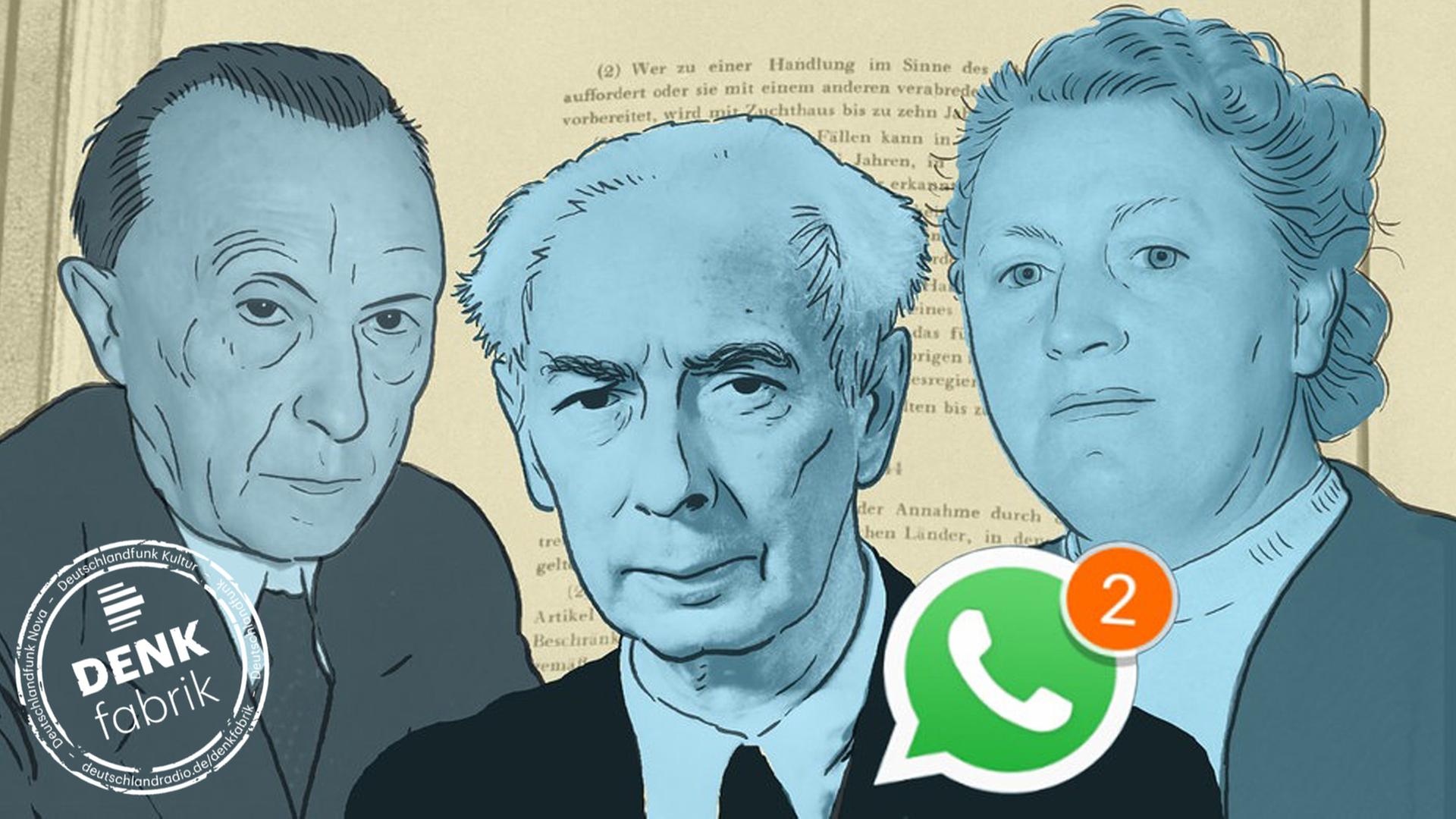 Illustrationen von Konrad Adenauer, Theodor Heuss und Elisabeth Selbert Illustrationen von Konrad Adenauer, Theodor Heuss und Elisabeth Selbert