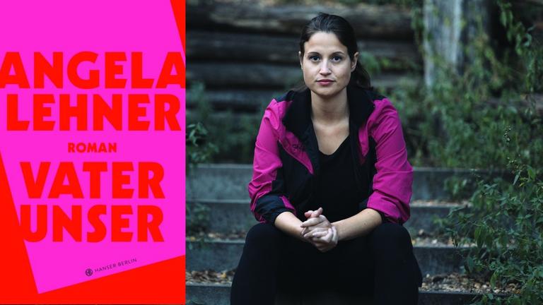 Angela Lehner: "Vater unser" / Zu sehen ist die österreichische Schriftstellerin und das Cover ihres neuen Romans.
