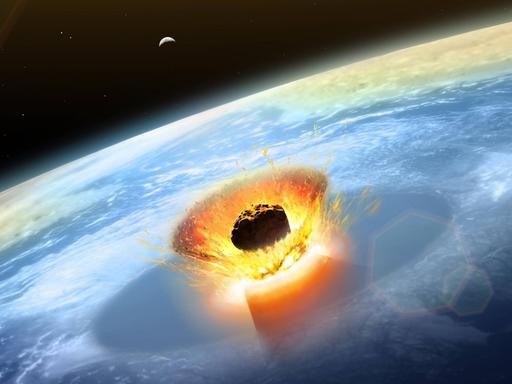 Illustration: Blick aus dem Weltall auf den Einschlag des Chicxulub-Asteroiden