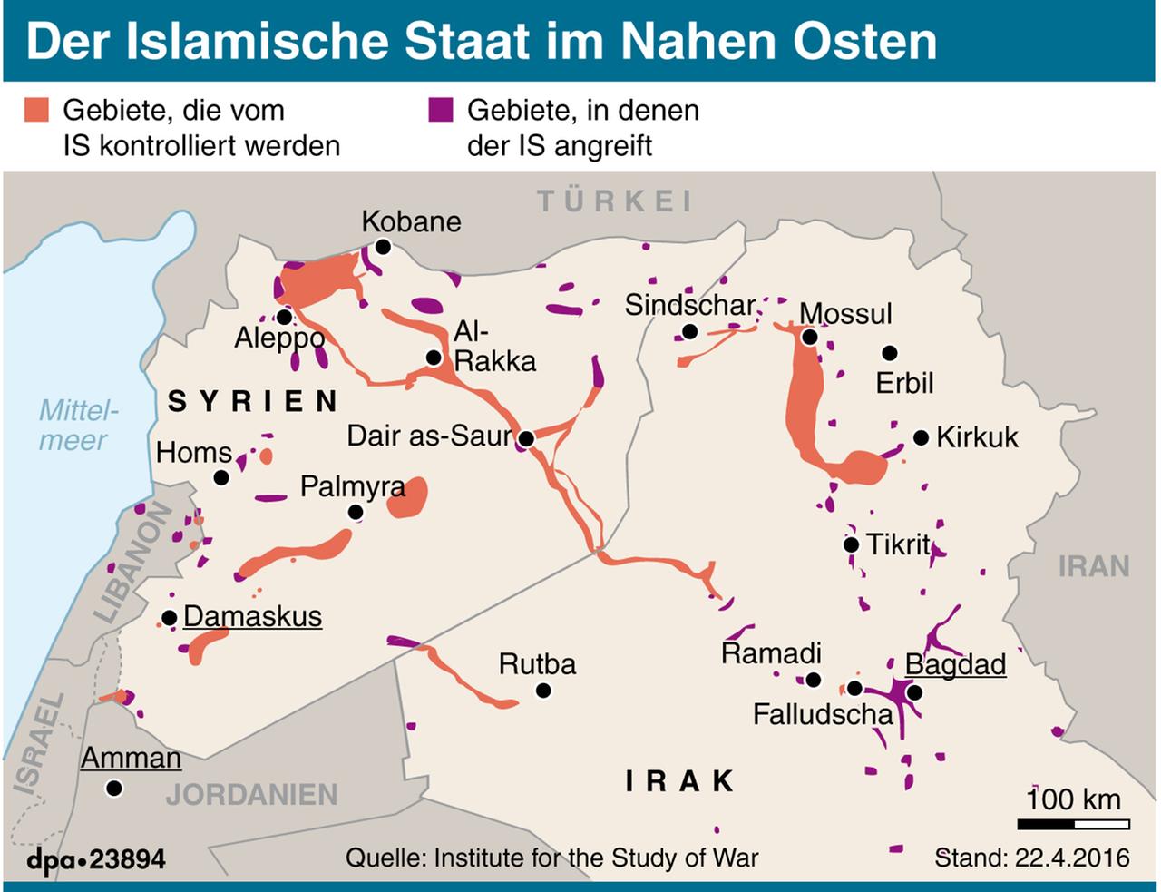 Der Islamische Staat im Nahen Osten (Stand: 25.04.2016)