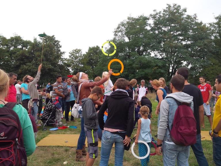 Bild vom Willkommensfest für Flüchtlinge in Heidenau.