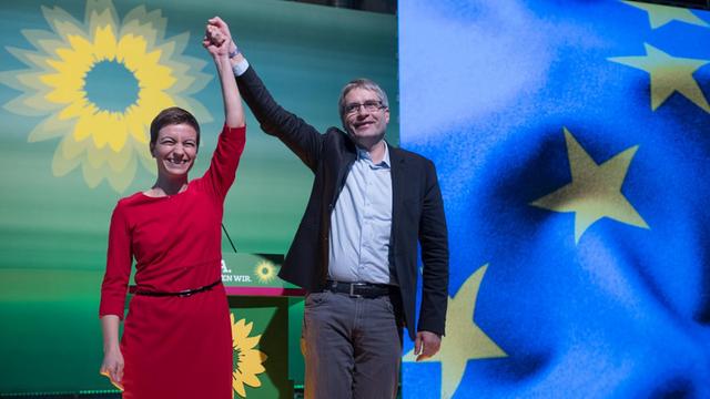 Ska Keller und Sven Giegold auf dem Bundesparteitag von Bündnis 90/Die Grünen in Leipzig