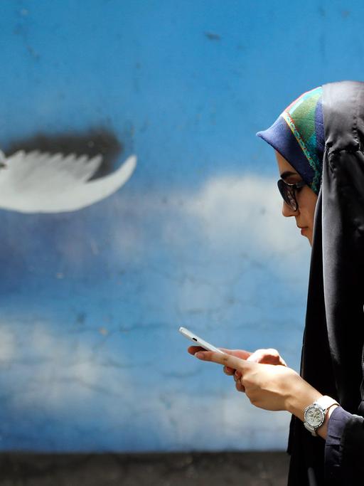 Alltag in Teheran: eine iranische Frau geht durch die iranische Hauptstadt