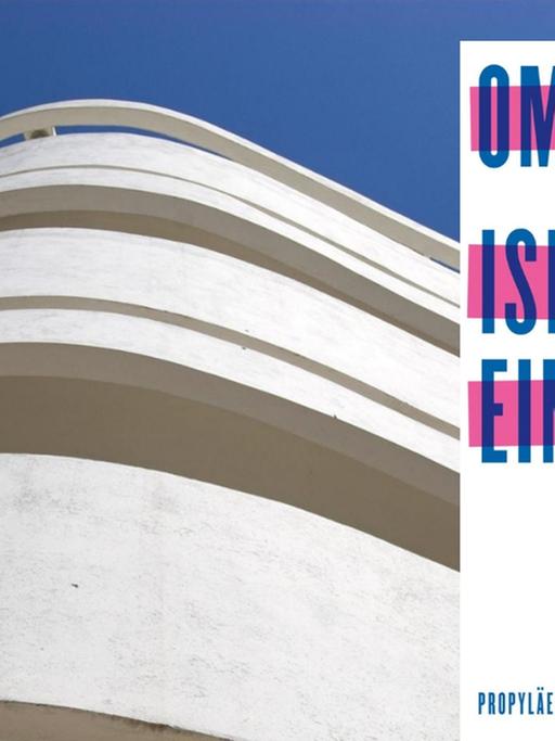 rechts das Buchcover "Omri Boehm: Israel - Eine Utopie. Propyläen"; links: Bauhaus-Architektur in Tel Aviv