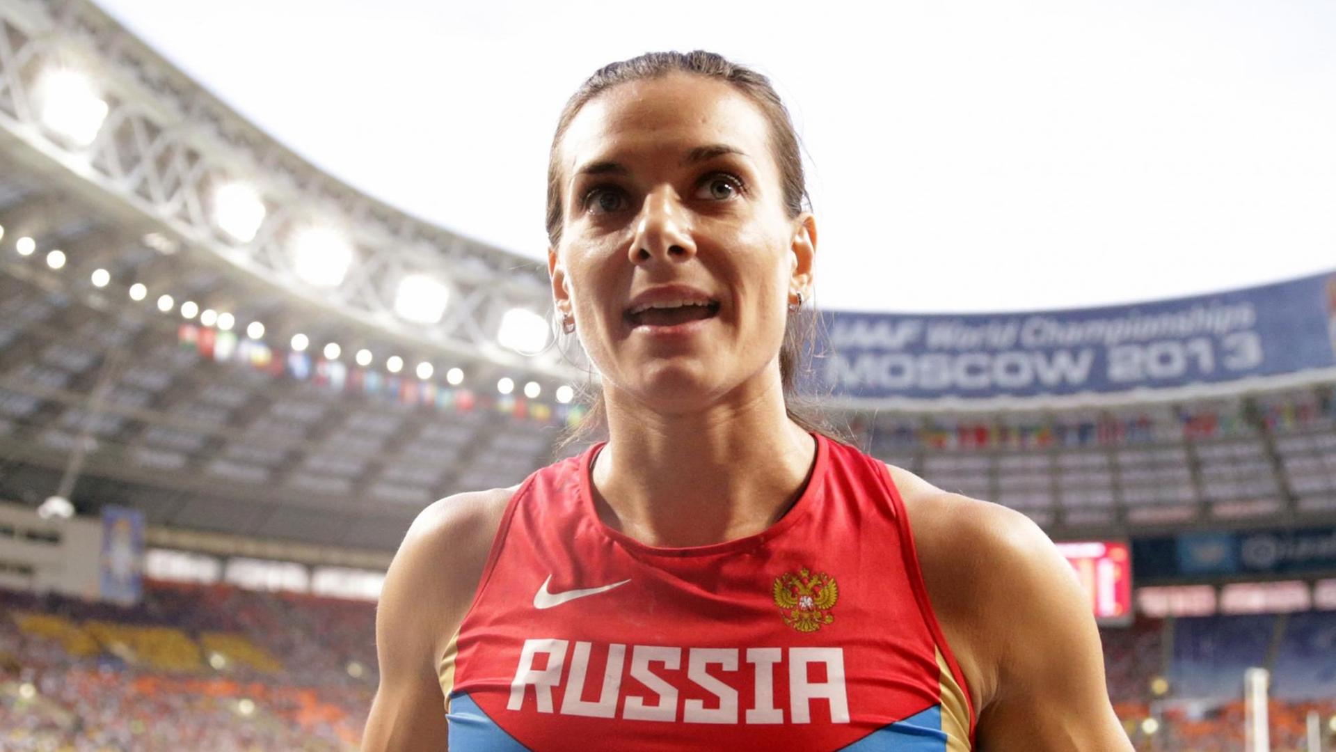 Yelena Isinbayeva of Russia reacts in the women's Pole Vault final at the 14th IAAF World Championships in Athletics at Luzhniki Stadium in Moscow, Russia, 13 August 2013. Yelena Isinbayeva of Russia reacts in the women's Pole Vault final at the 14th IAAF World Championships in Athletics at Luzhniki Stadium in Moscow, Russia, 13 August 2013.