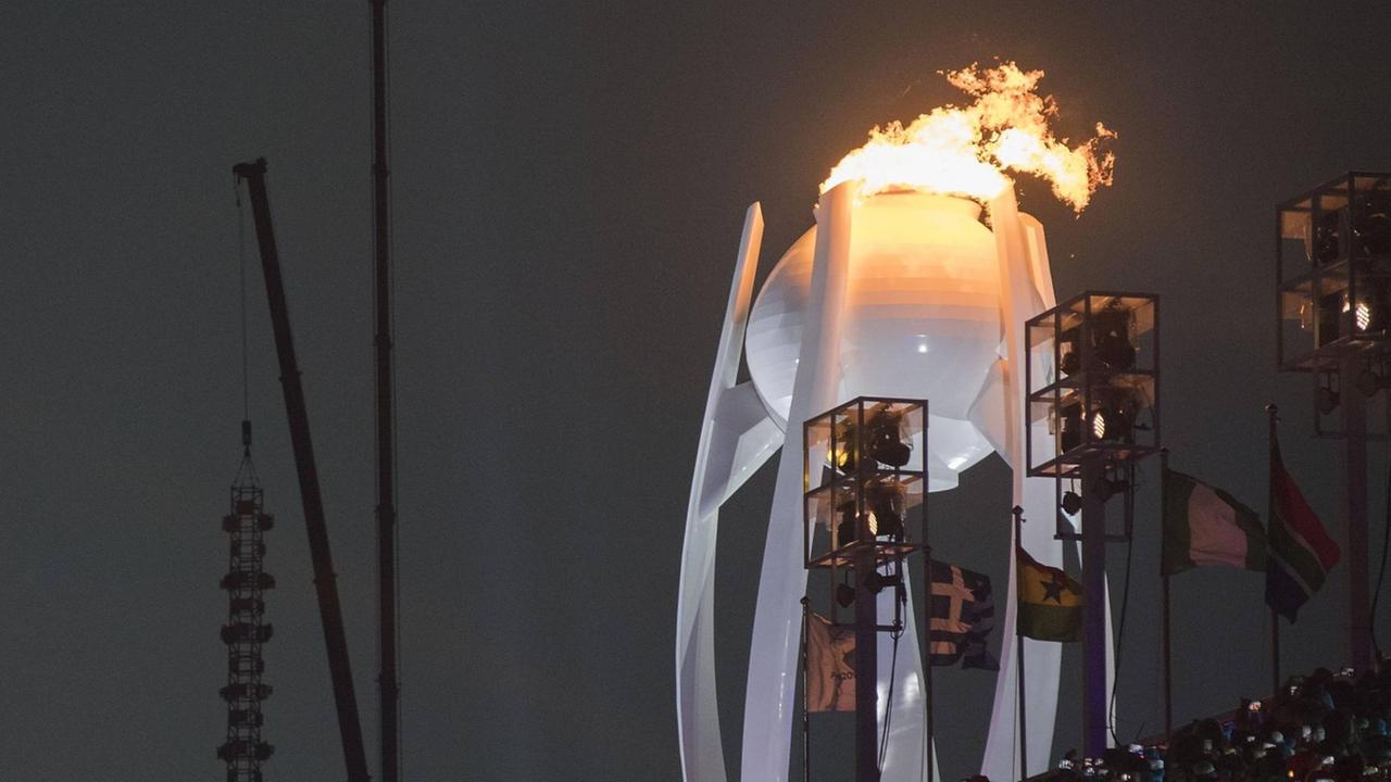 Die Olympische Flamme in Pyeongchang/Südkorea bei den Winterspielen 2018 Die Olympische Flamme in Pyeongchang/Südkorea bei den Winterspielen 2018