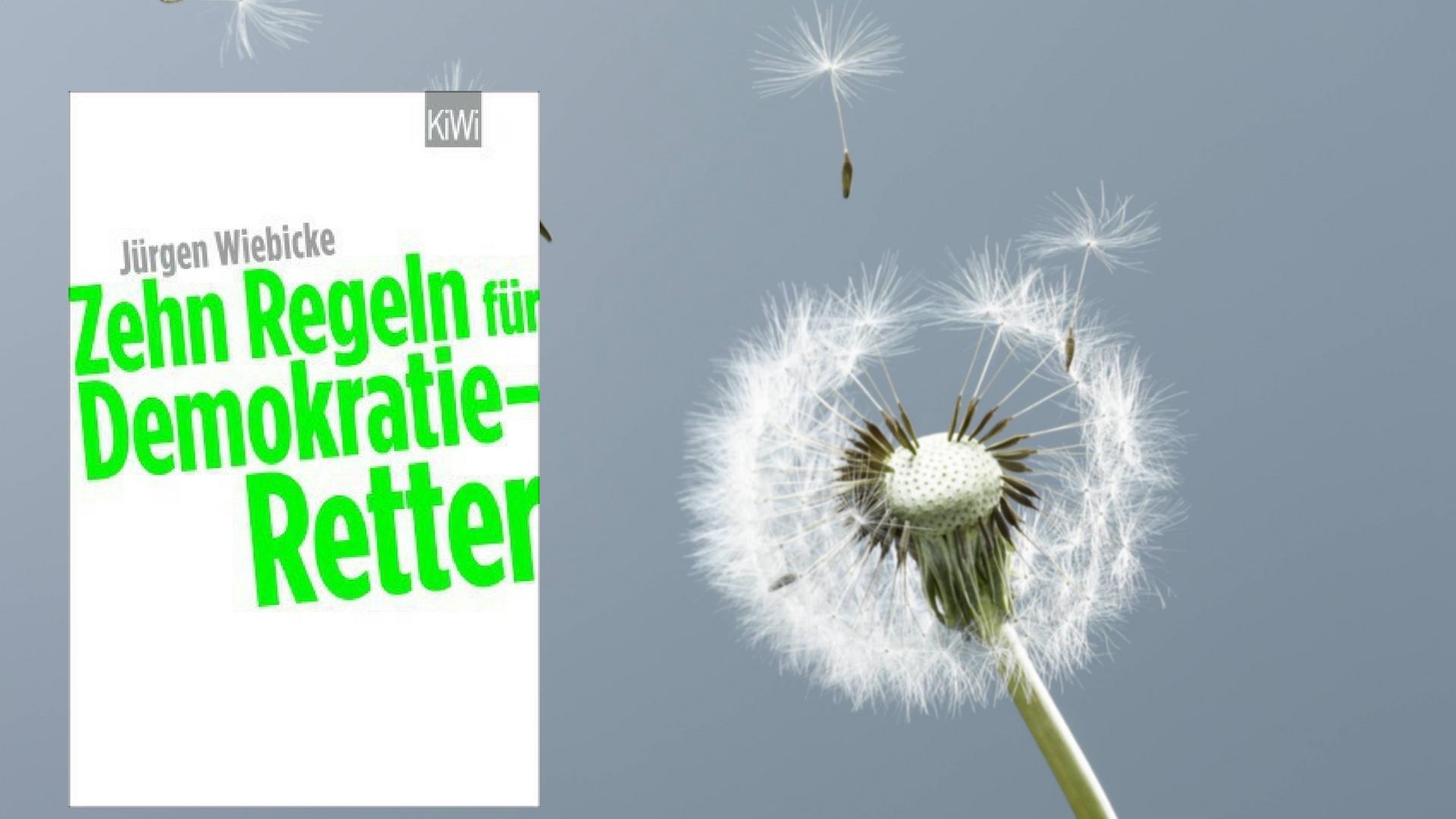 Buchcover Jürgen Wiebicke "Zehn Regeln für Demokratie-Retter", im Hintergrund eine Löwenzahn-Blüte Buchcover Jürgen Wiebicke "Zehn Regeln für Demokratie-Retter", im Hintergrund eine Löwenzahn-Blüte