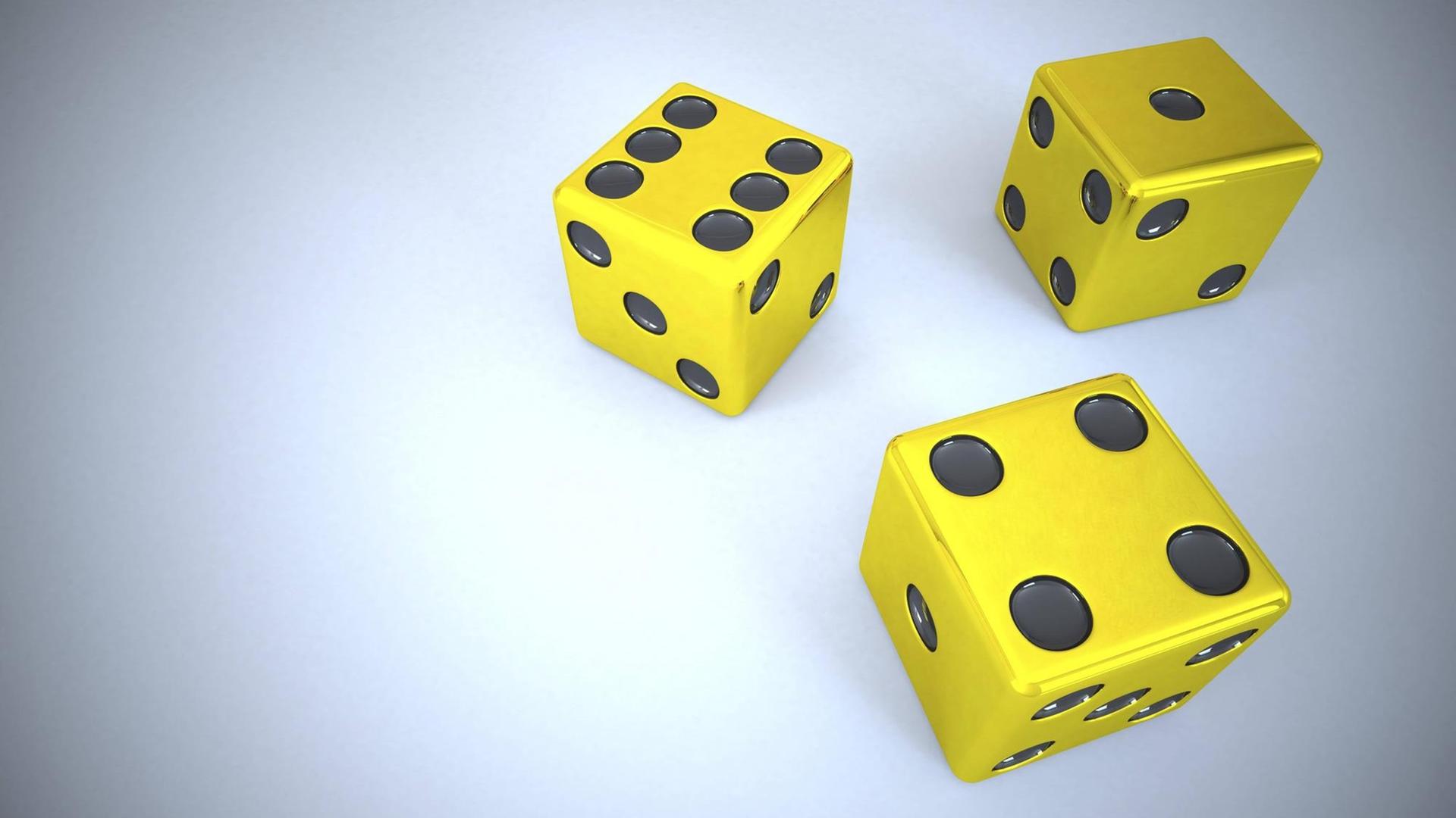 Drei Würfel in einer 3D-Animation. Drei Würfel in einer 3D-Animation.