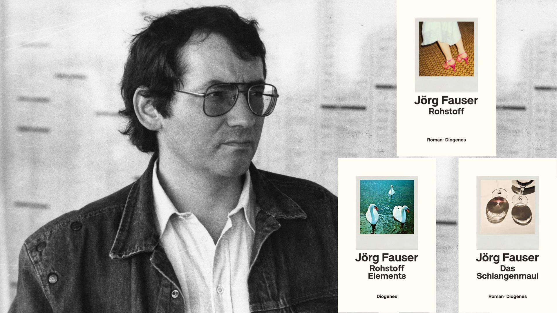 Buchcover Jörg Fauser: „Rohstoff“, „Rohstoff Elements“ und „Das Schlangenmaul“ Buchcover Jörg Fauser: „Rohstoff“, „Rohstoff Elements“ und „Das Schlangenmaul“