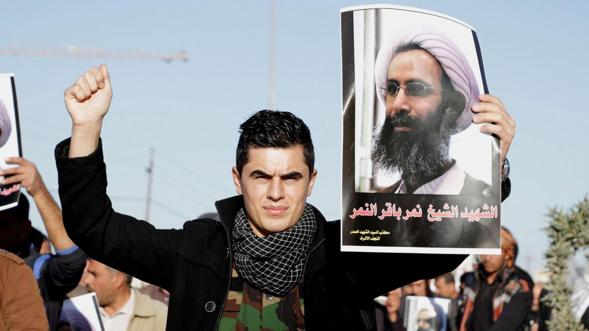 Proteste im Irak gegen die Hinrichtung des Geistlichen Nimr al-Nimr Proteste im Irak gegen die Hinrichtung des Geistlichen Nimr al-Nimr
