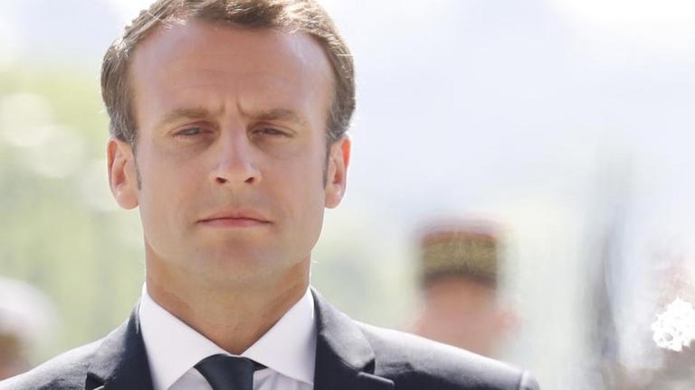 Frankreichs Präsident, Emmanuel Macron (8. Mai 2018). Frankreichs Präsident, Emmanuel Macron (8. Mai 2018).