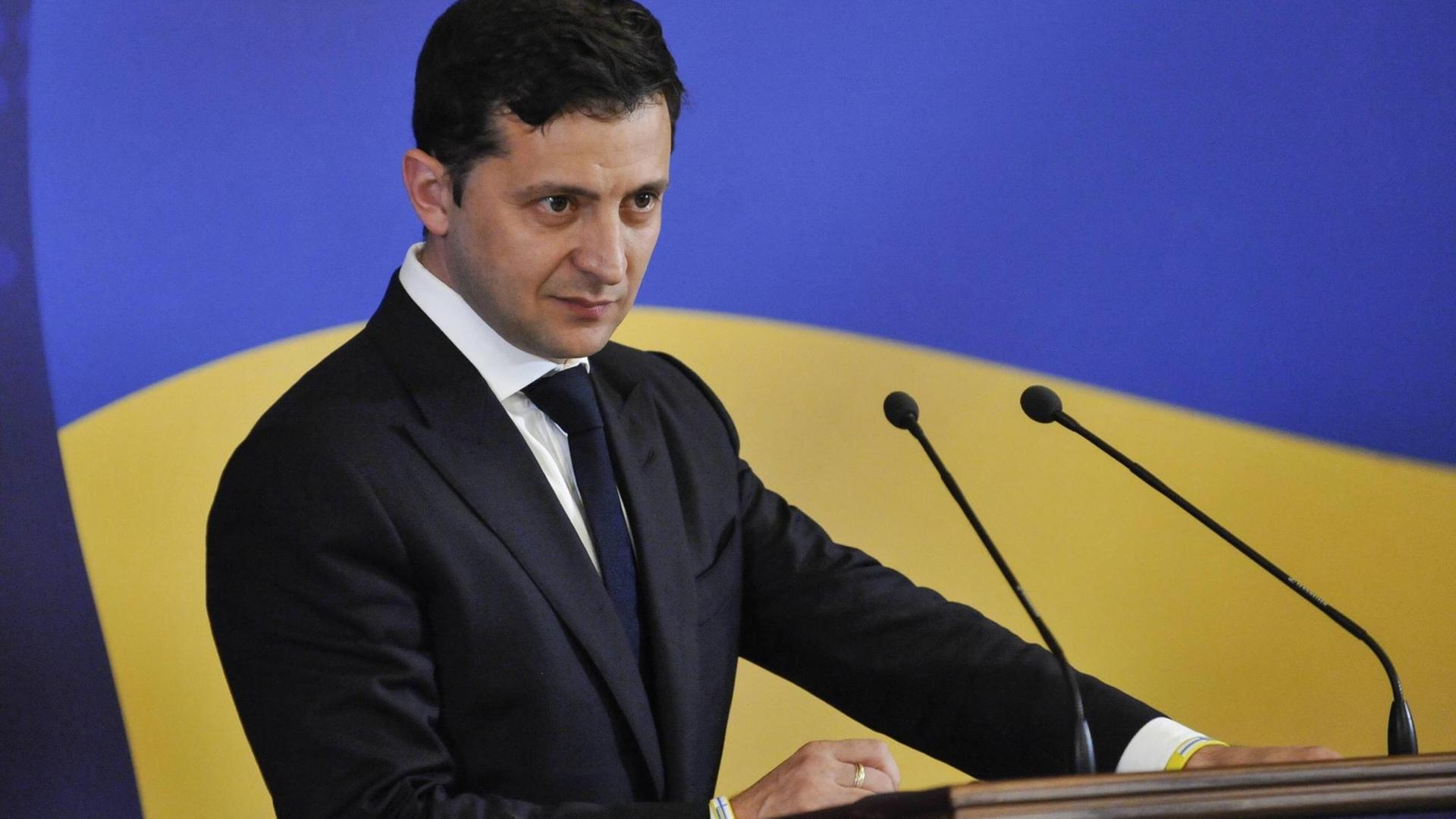 Der ukrainische Präsident Wolodymyr Selenskyj bei einer Rede des EU-Gipfels in der Ukraine Der ukrainische Präsident Wolodymyr Selenskyj bei einer Rede des EU-Gipfels in der Ukraine