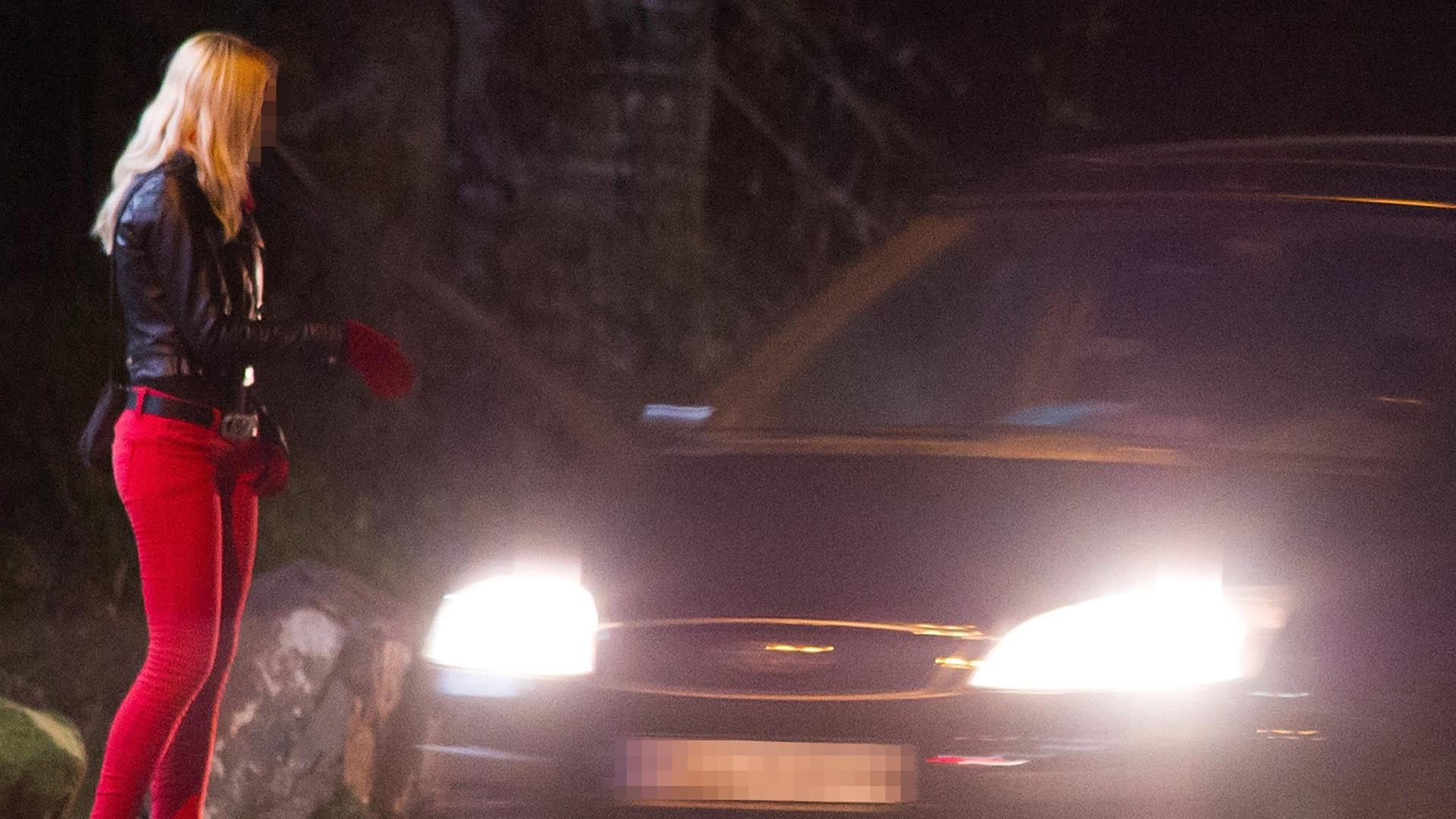 Eine Prostitutierte steht am 18.02.2014 in der Dudweiler Landstraße in Saarbrücken (Saarland). Eine Prostitutierte steht am 18.02.2014 in der Dudweiler Landstraße in Saarbrücken (Saarland).