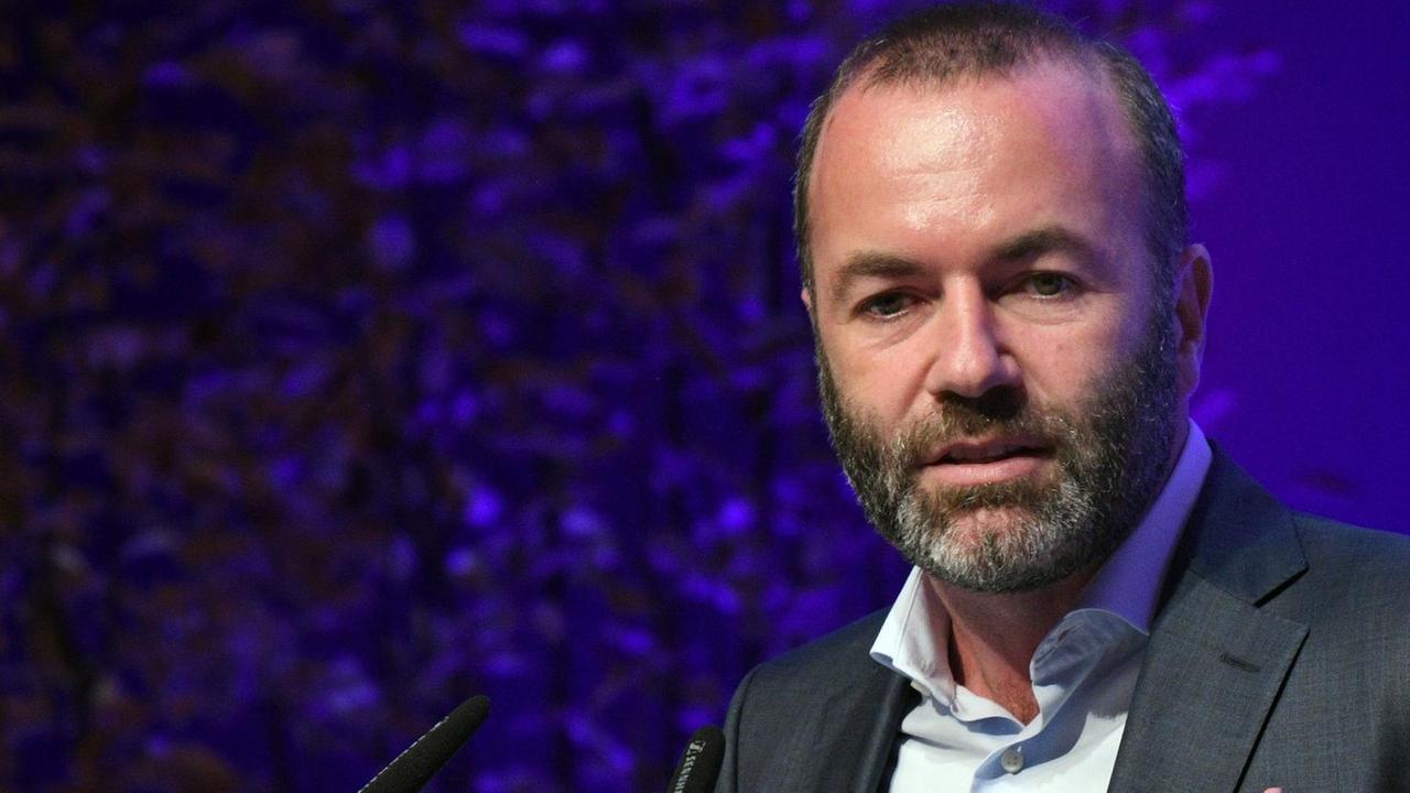 Manfred Weber (CSU), stellvertretender Parteivorsitzender der CSU, spricht beim Deutschlandtag der Jungen Union Manfred Weber (CSU), stellvertretender Parteivorsitzender der CSU, spricht beim Deutschlandtag der Jungen Union