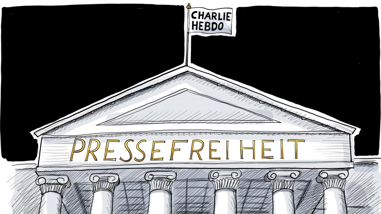 Karikatur über Charlie Hebdo und die Pressefreiheit