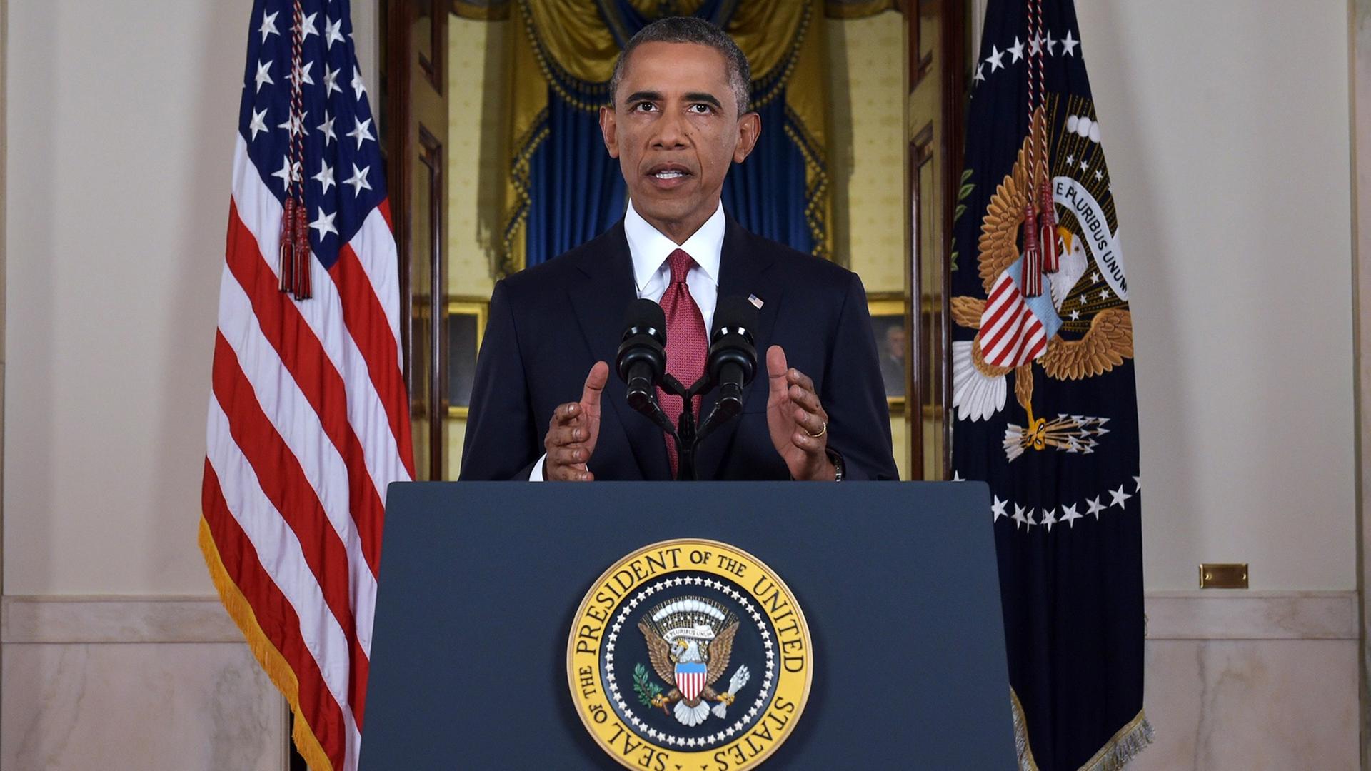 US-Präsident Barack Obama hält am 10. September 2014 im Weißen Haus in Washington eine Rede an die Nation. US-Präsident Barack Obama hält am 10. September 2014 im Weißen Haus in Washington eine Rede an die Nation.
