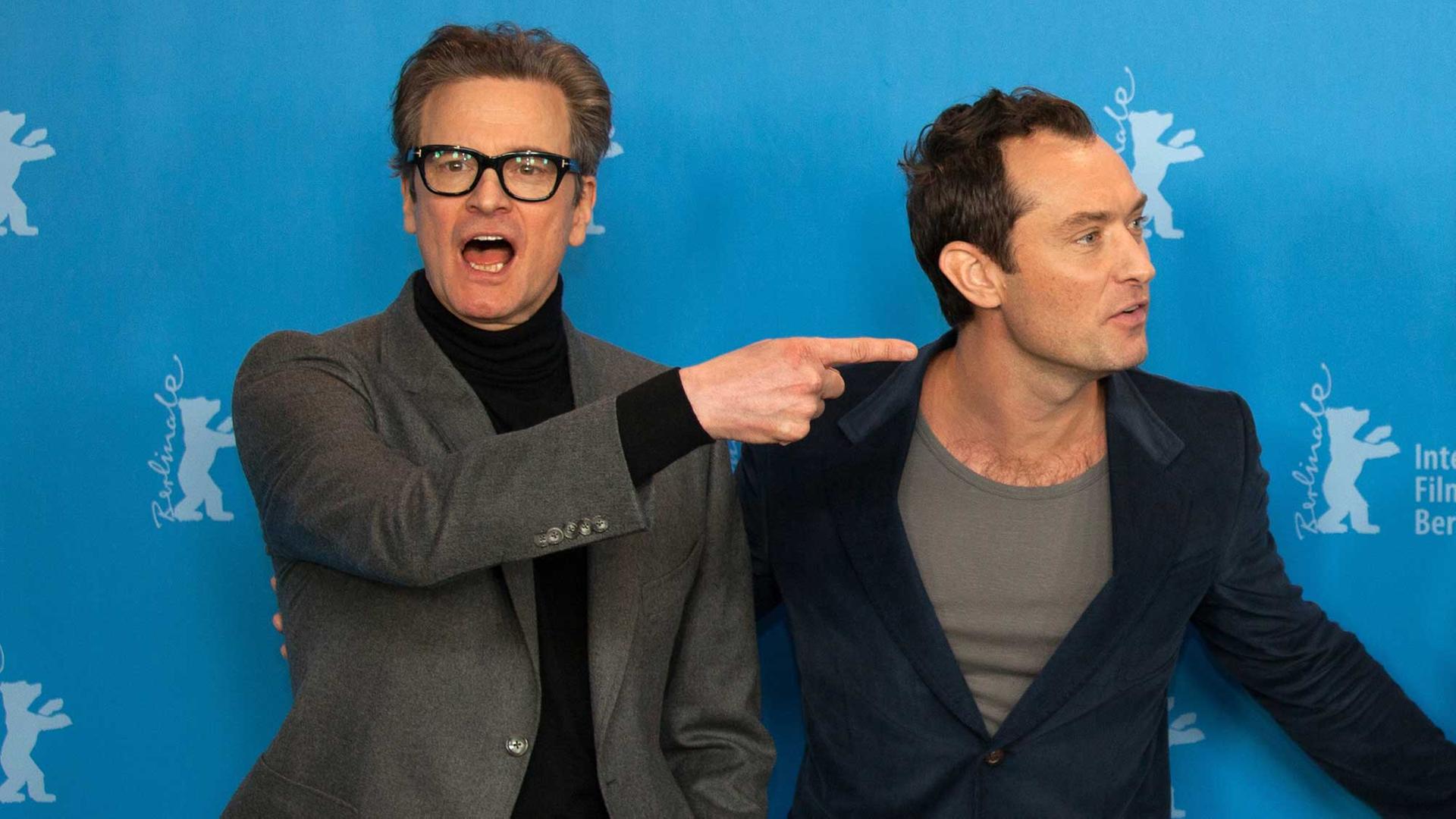 Colin Firth und Jude Law, Hauptdarsteller des Films "Genius", zu Gast bei der 66. Berlinale 2016. Colin Firth und Jude Law, Hauptdarsteller des Films "Genius", zu Gast bei der 66. Berlinale 2016.