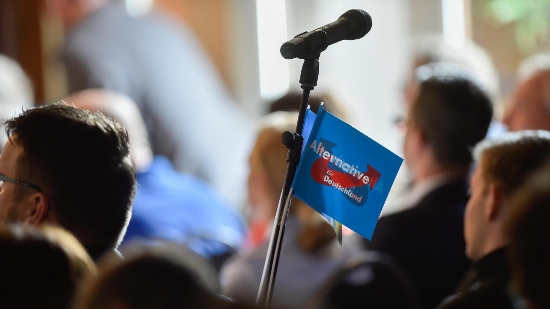 Ein AfD-Fähnchen in Kremmen (Brandenburg) beim Landesparteitag der Brandenburger AfD. Ein AfD-Fähnchen in Kremmen (Brandenburg) beim Landesparteitag der Brandenburger AfD.
