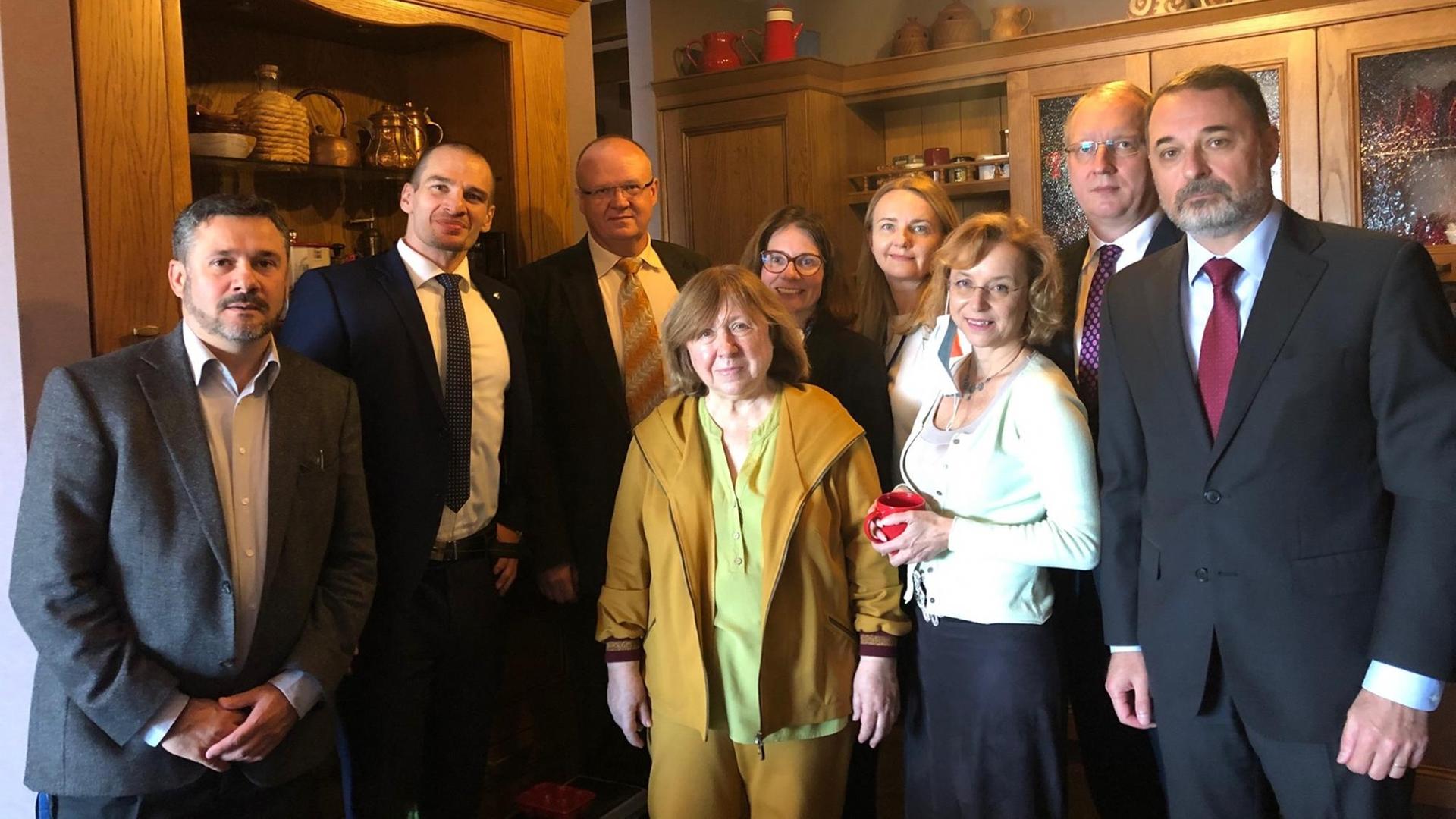 From left to right: Andrius Pulokas, Ambassador of Lithuania Konrad Rikardson, First Secretary, Sweden Henrich Sasai, chargé d’affairs, Slovakia Swetlana Alexijewitsch Evelina Schulz, Head of Political, Press and Information Section, EU Delegation Asta Andrijauskiene, Deputy Head of Mission, Lithuania Aloisia Wörgetter, Ambassador of Austria Tomas Pernicky, Ambassador of Czech Republic Viorel Mosanu, Ambassador of Romania From left to right: Andrius Pulokas, Ambassador of Lithuania Konrad Rikardson, First Secretary, Sweden Henrich Sasai, chargé d’affairs, Slovakia Swetlana Alexijewitsch Evelina Schulz, Head of Political, Press and Information Section, EU Delegation Asta Andrijauskiene, Deputy Head of Mission, Lithuania Aloisia Wörgetter, Ambassador of Austria Tomas Pernicky, Ambassador of Czech Republic Viorel Mosanu, Ambassador of Romania