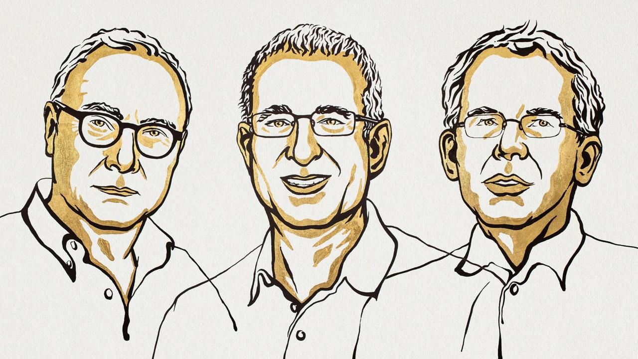 Die Illustration zeigt David Card (l-r), Jousha Angrist und Guido Imbens. Die Illustration zeigt David Card (l-r), Jousha Angrist und Guido Imbens.