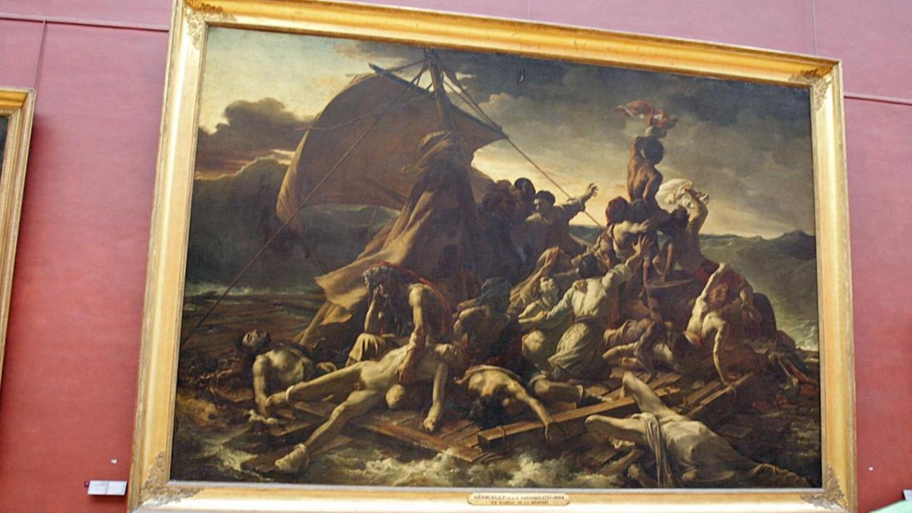 Besucher stehen am Montag (26.03.2007) im Louvre in Paris vor dem Gemälde "Das Floß der Medusa" von Theodore Gericault. Besucher stehen am Montag (26.03.2007) im Louvre in Paris vor dem Gemälde "Das Floß der Medusa" von Theodore Gericault.