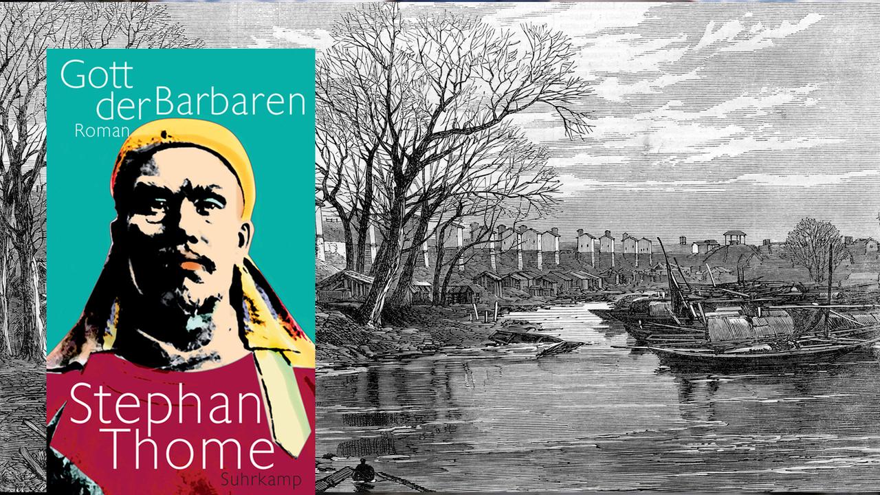 Buchcover "Gott der Barbaren" von Stephan Thome, im Hintergrund eine historische Ansicht der Stadt Suzhou. Buchcover "Gott der Barbaren" von Stephan Thome, im Hintergrund eine historische Ansicht der Stadt Suzhou.