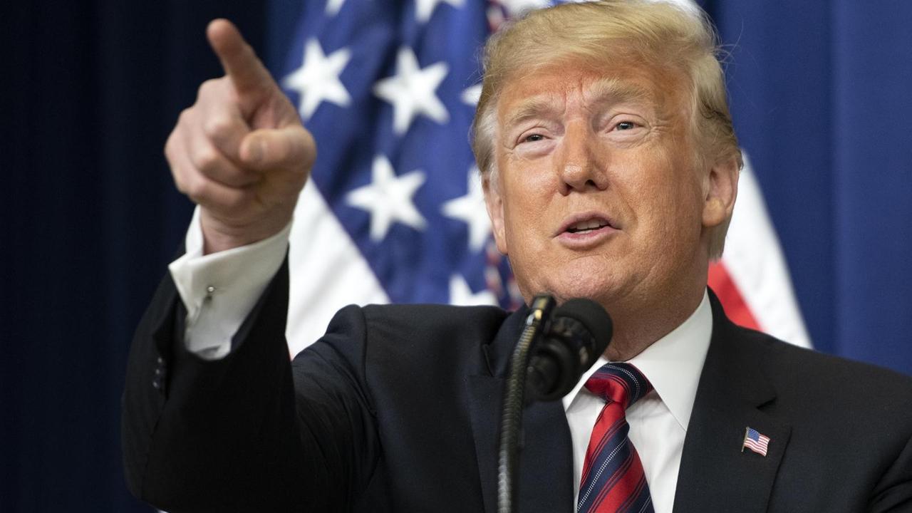 US-Präsident Donald Trump hält im Oktober 2018 eine Rede. US-Präsident Donald Trump hält im Oktober 2018 eine Rede.