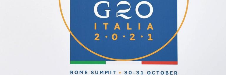 Das Logo des G20-Gipfels in Rom.