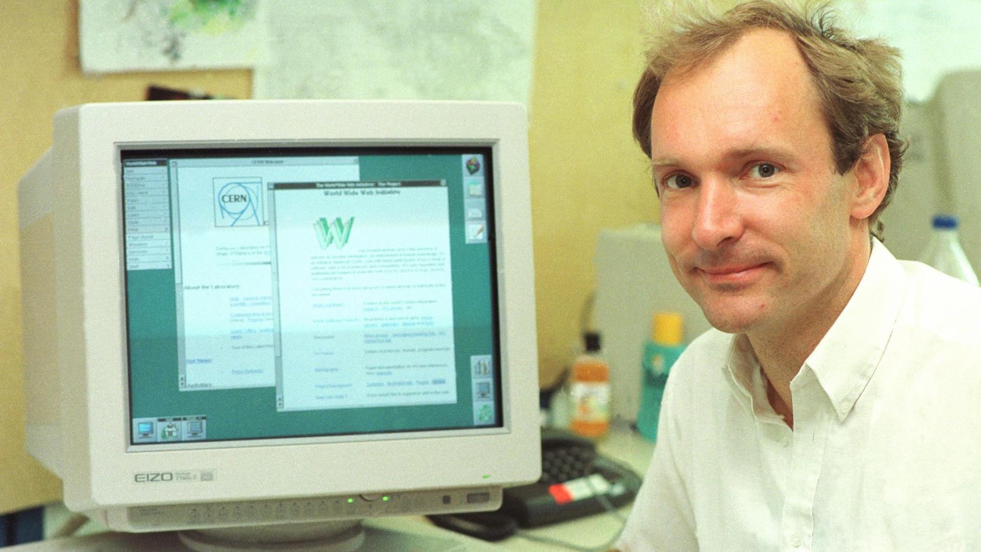 Tim Berners-Lee bei CERN in Genf (Archivfoto vom 11.06.1994). Tim Berners-Lee bei CERN in Genf (Archivfoto vom 11.06.1994).