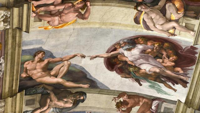 Michelangelos Erschaffung Adams in der Sixtinischen Kapelle