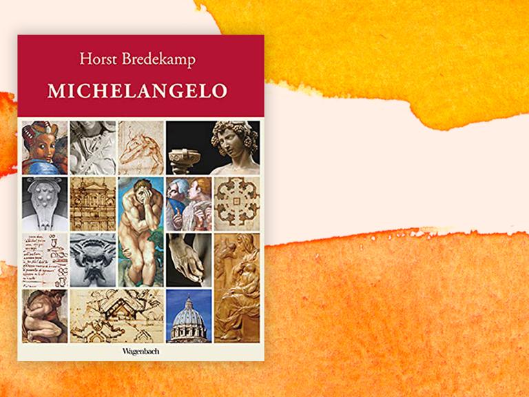 Das Buchcover von Horst Bredekamps Sachbuch " Michelangelo" auf pastell farbenen Hintergrund.