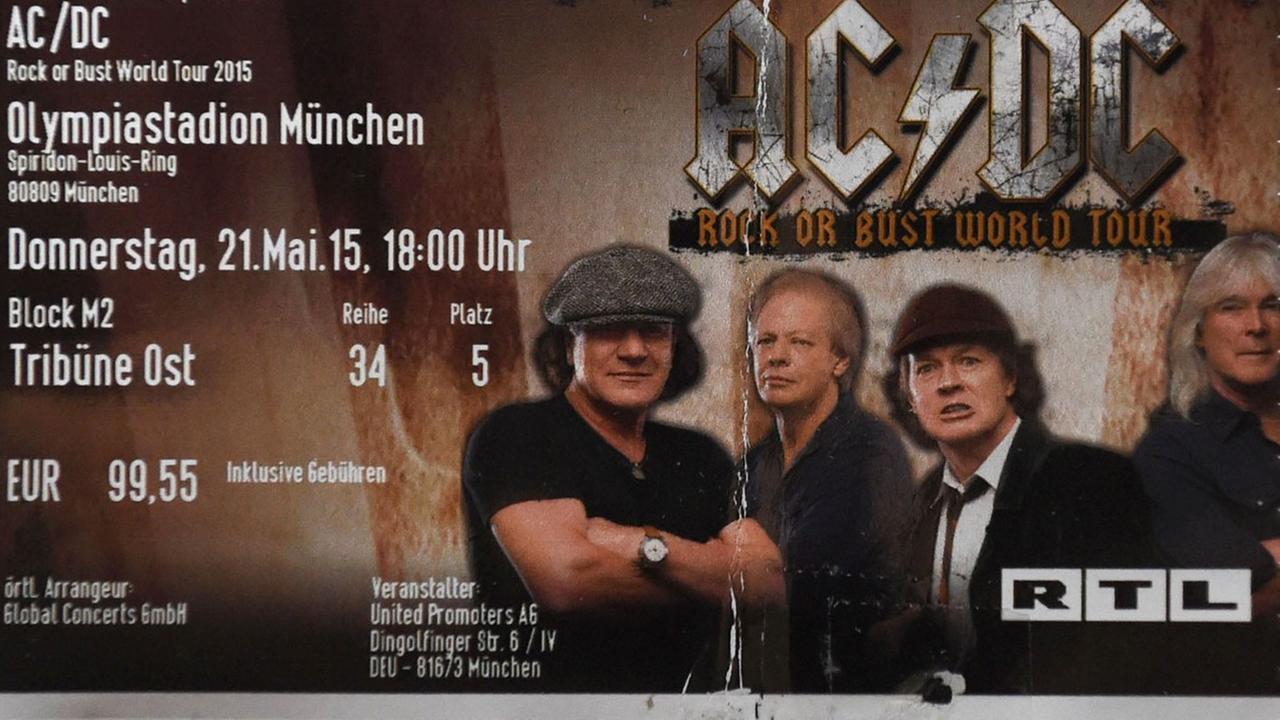Konzertkarte der australischen Hardrock-Band AC/DC