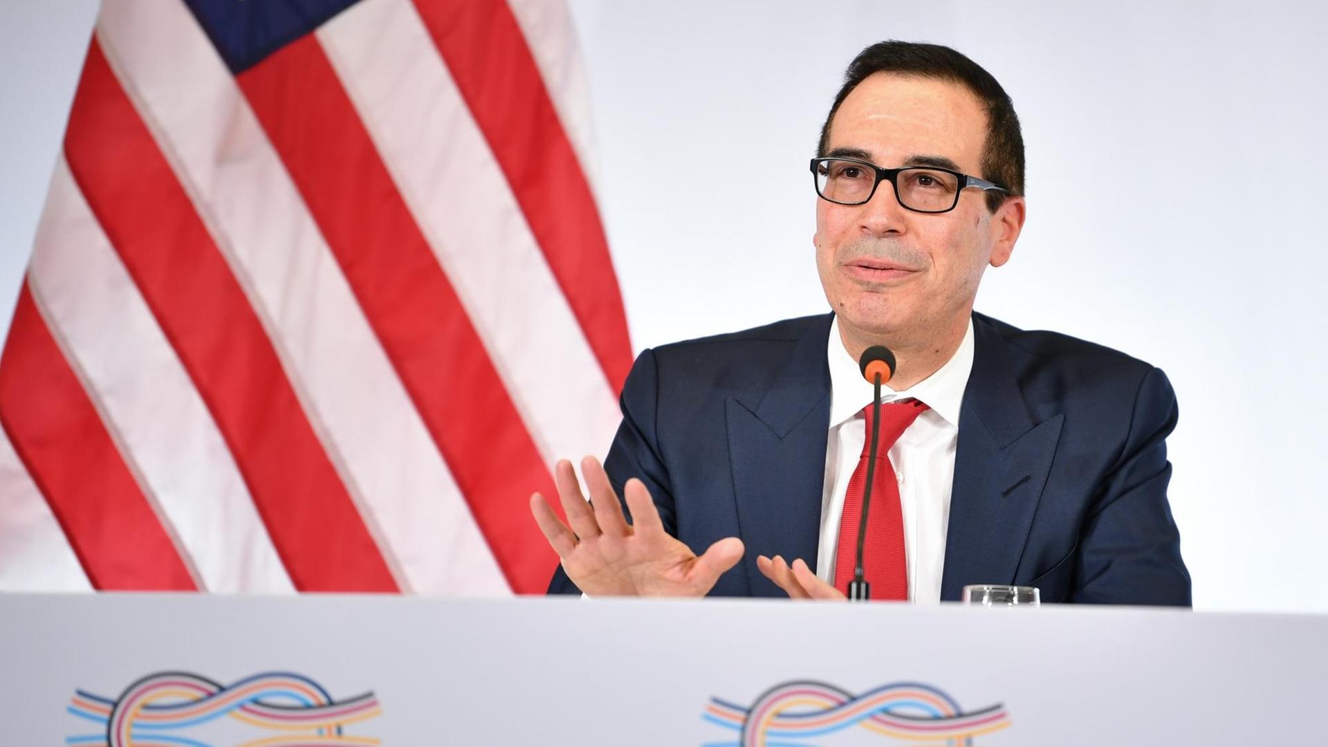 US-Finanzminister Steven Mnuchin spricht beim G20-Finanzministertreffen in Baden-Baden. US-Finanzminister Steven Mnuchin spricht beim G20-Finanzministertreffen in Baden-Baden.