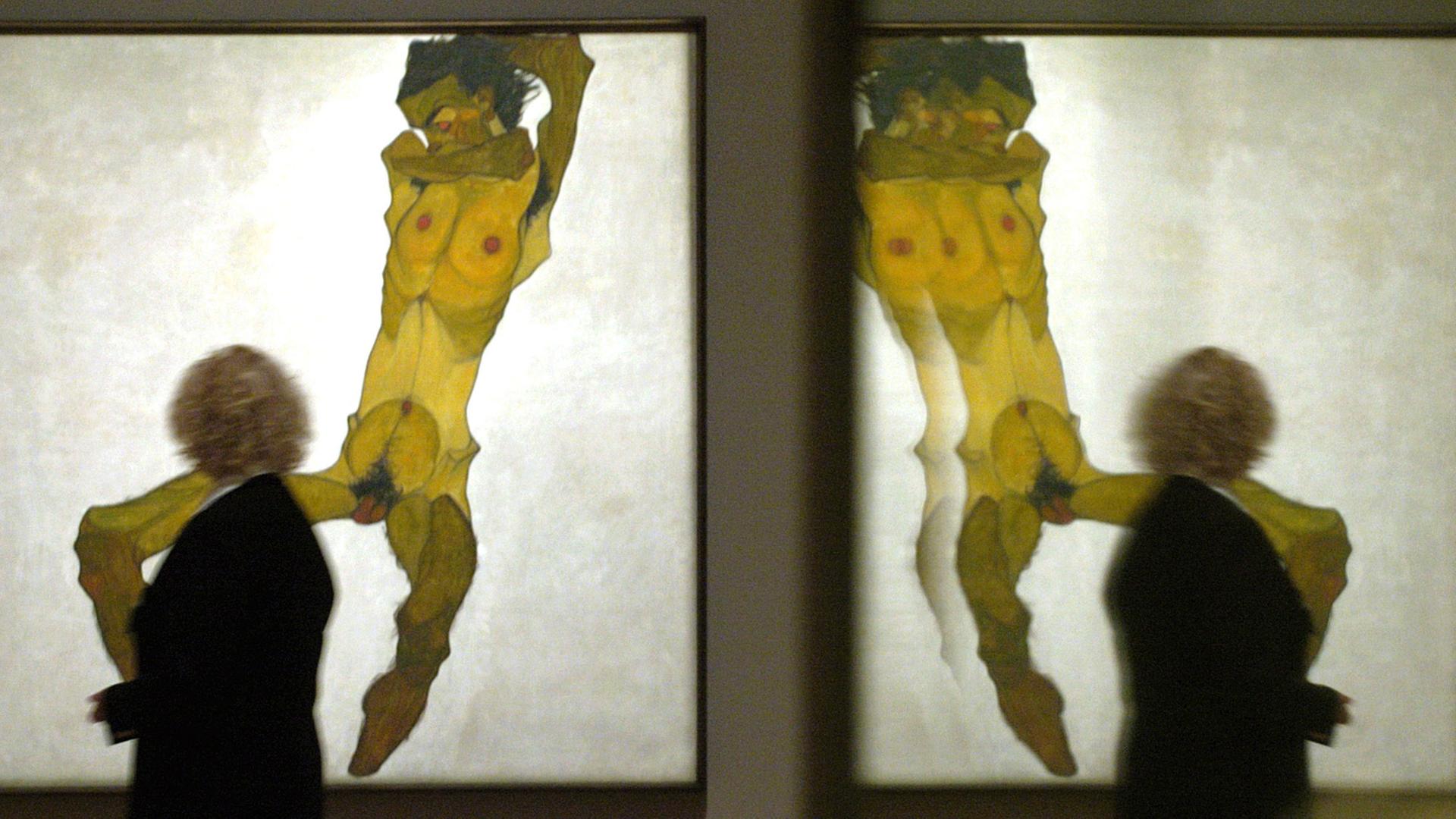 Ein Gemälde von Egon Schiele bei einer Ausstellung in der Schirn-Kunsthalle in Frankfurt am Main. Ein Gemälde von Egon Schiele bei einer Ausstellung in der Schirn-Kunsthalle in Frankfurt am Main.