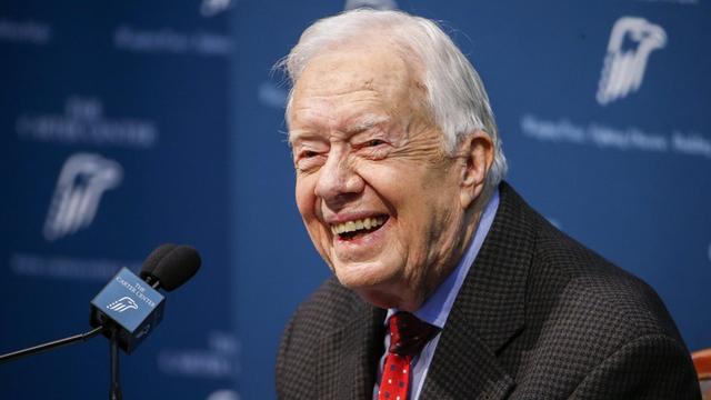 Der ehemalige US-Präsident Jimmy Carter gibt eine Pressekonferenz zu seiner Krebs-Diagnose und spricht über sein Leben und die Arbeit seiner Stiftung im Carter-Center in Atlanta.