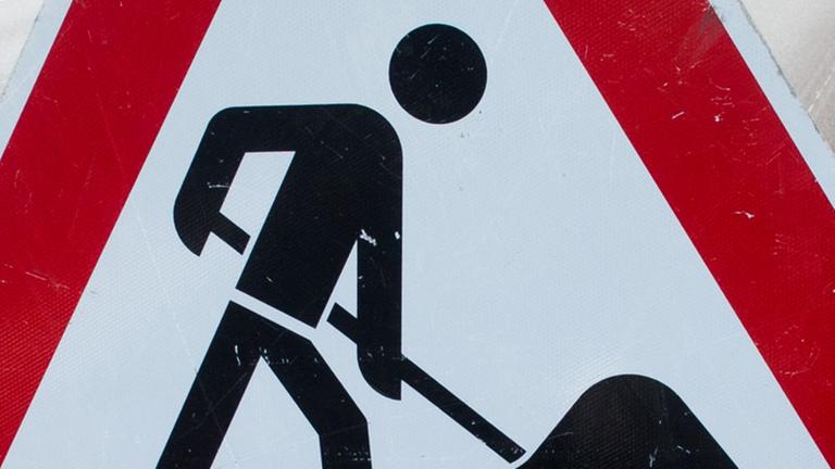 Ein Baustellenschild Ein Baustellenschild