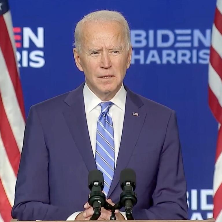 Joe Biden bei seiner Ansprache während der noch laufenden Wahlauszählung im November 2020.