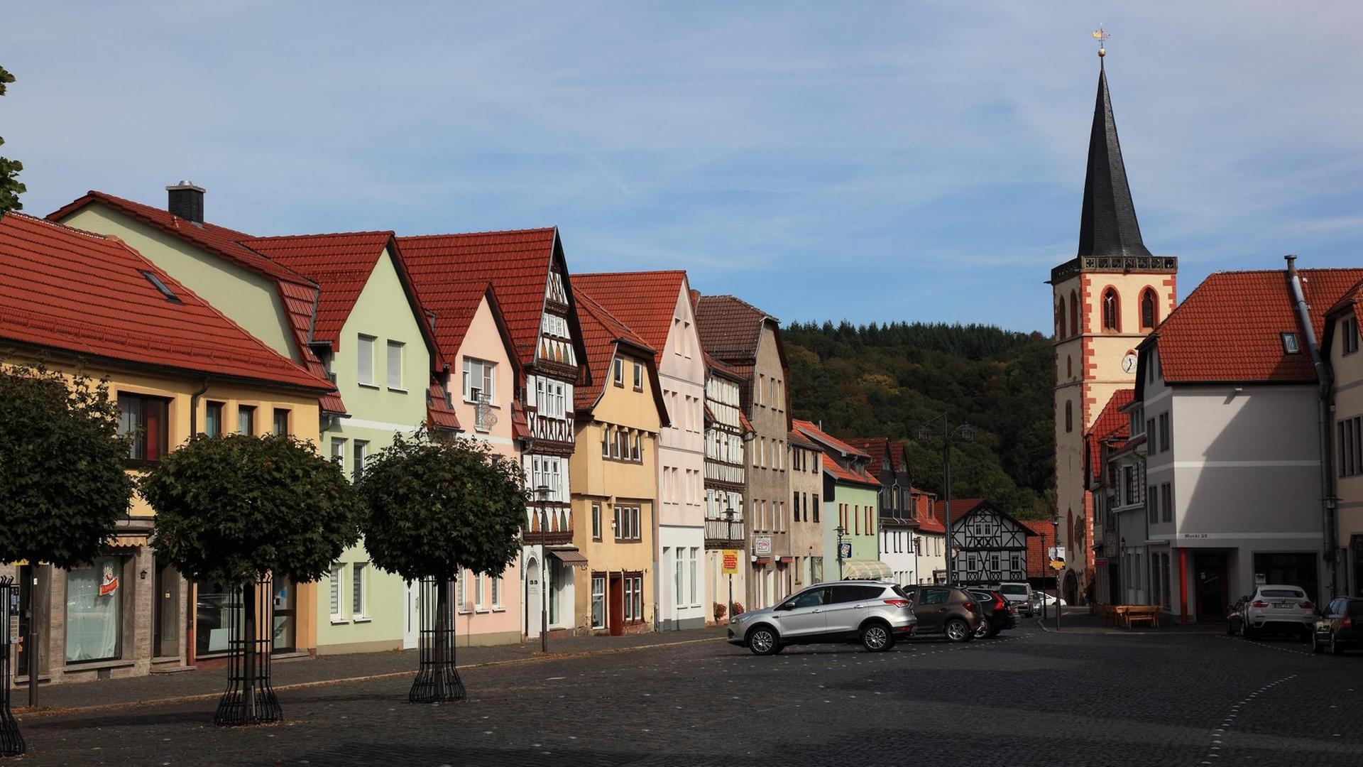 Ortszentrum und Stadtkirche in Vacha, Thüringen. Ortszentrum und Stadtkirche in Vacha, Thüringen.