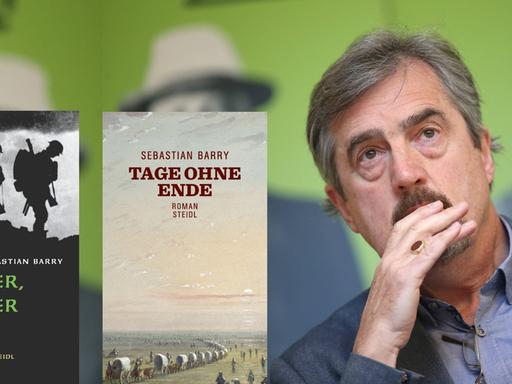 Buchcover links: Sebastian Barry: „Ein langer, langer Weg“, Buchcover rechts: Sebastian Barry: „Tage ohne Ende“