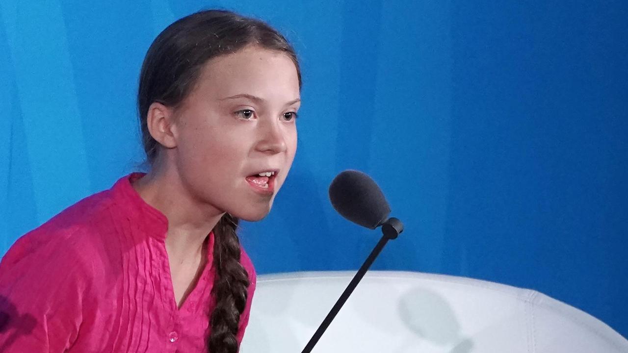 Greta Thunberg hält eine wütende Rede beim UN KLimagipfel in New York City. Greta Thunberg hält eine wütende Rede beim UN KLimagipfel in New York City.