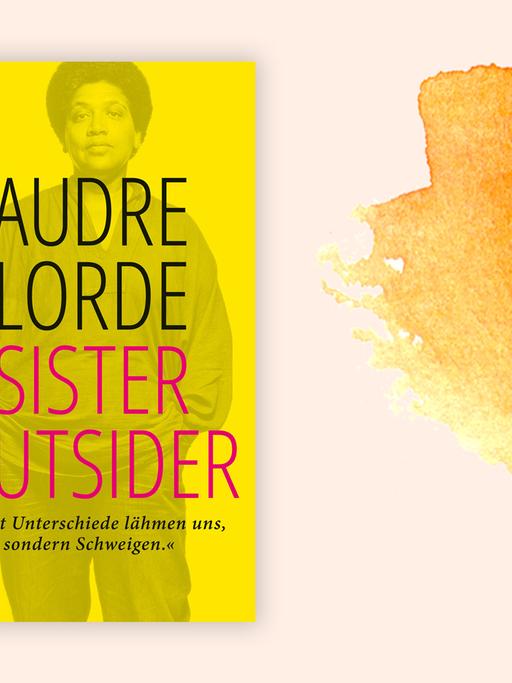 Das Buchcover "Sister Outsider" von Audre Lorde ist vor einem grafischen Hintergrund zu sehen.